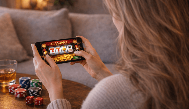 Mulher a apostar no casino online