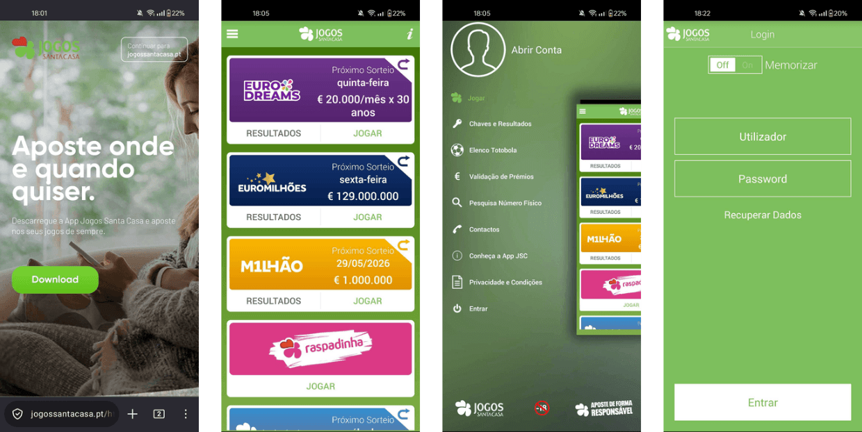 Passos Jogar na App Jogos Santa Casa