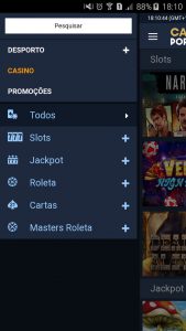 Casino Portugal mobile menu